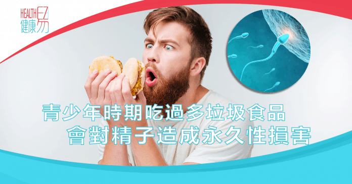 青少年時期吃過多垃圾食品會對精子造成永久性損害